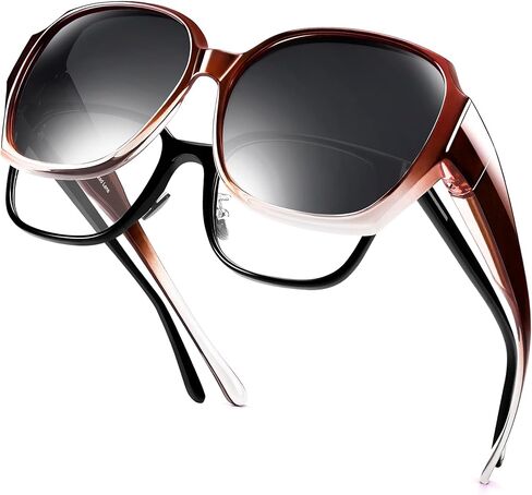 Polarized Sunglasses Over Glasses Women, Fit Over Glasses Sunglasses,Cat Eye Trendy Sun Shades UV400 Protection in Kuwait