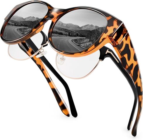Polarized Sunglasses Over Glasses Women, Fit Over Glasses Sunglasses,Cat Eye Trendy Sun Shades UV400 Protection in Kuwait