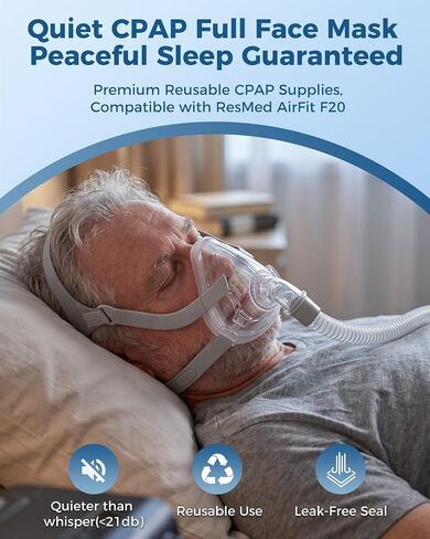Full Face CPAP Masks, Comfort Series Nasal CPAP MASK, Replacement Mask Set for F20,Cpap Masks Includes Headgear, Cushion, Frame and Elbow Medium | Full Face CPAP Masks,Replacement Mask Set for F20,Cpap Masks Includes Headgear, Cushion, Frame and Elbow Med in Saudi Arabia