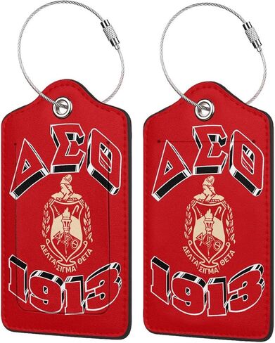 2 Pack Luggage Tag Leather Baggage 1913 Tag with Stainless Steel Loop Privacy Cover for Sorority Gifts in Kuwait