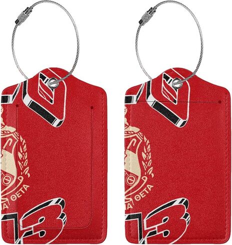 2 Pack Luggage Tag Leather Baggage 1913 Tag with Stainless Steel Loop Privacy Cover for Sorority Gifts in Kuwait