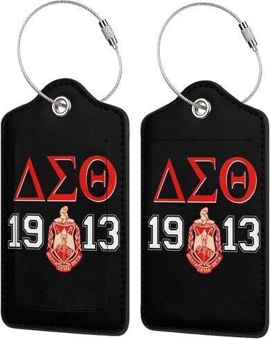 2 Pack Luggage Tag Leather Baggage 1913 Tag with Stainless Steel Loop Privacy Cover for Sorority Gifts in Kuwait