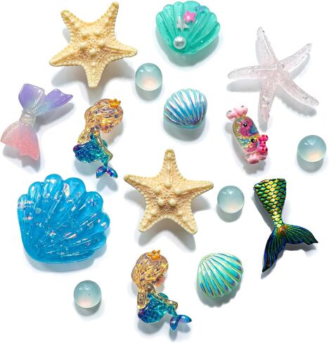 16PCS Mermaid Shoe Charms, Ocean Beach Shell Starfish Decoration Charms, Cute Waterproof Shoe Accessories for Shoes Bracelets Bags (SET B) in Saudi Arabia