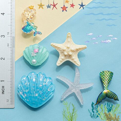 16PCS Mermaid Shoe Charms, Ocean Beach Shell Starfish Decoration Charms, Cute Waterproof Shoe Accessories for Shoes Bracelets Bags (SET B) in Saudi Arabia