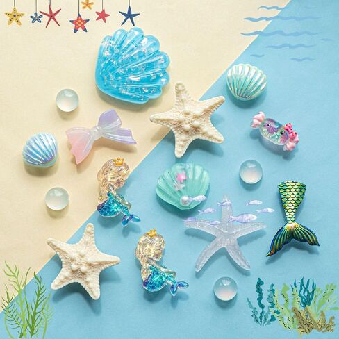 16PCS Mermaid Shoe Charms, Ocean Beach Shell Starfish Decoration Charms, Cute Waterproof Shoe Accessories for Shoes Bracelets Bags (SET B) in Saudi Arabia