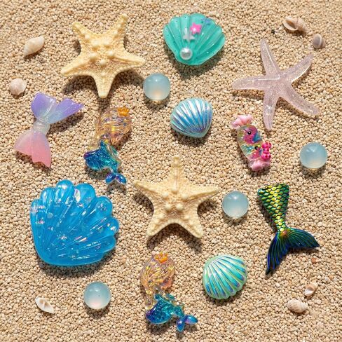 16PCS Mermaid Shoe Charms, Ocean Beach Shell Starfish Decoration Charms, Cute Waterproof Shoe Accessories for Shoes Bracelets Bags (SET B) in Saudi Arabia
