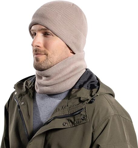 Slouchy Beanies Hats Neck Warmer for Men Women Knit Cable Cap+Scarf 2 Piece Winter Hats Set for Adult in Kuwait