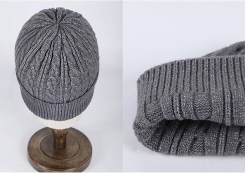 Hat Beanie+Scarf+Gloves Men and Women Warm Fleece Knit Winter Beanie Gloves Neck Warmer Set 3 in Set for Adult in Kuwait