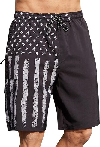 Men's Orange Solid High Rise Modern Swim Trunks with Compression Liner and Multiple Secure Pockets in Kuwait