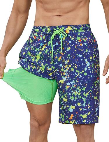 Men's Orange Solid High Rise Modern Swim Trunks with Compression Liner and Multiple Secure Pockets in Kuwait