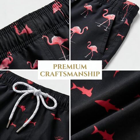 Men's Quick Dry Print Swim Trunks, Casual Beach Board Shorts with Drawstring and Pockets, Red in Kuwait
