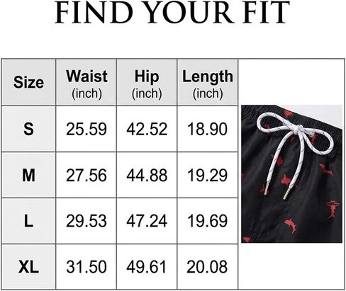Men's Quick Dry Print Swim Trunks, Casual Beach Board Shorts with Drawstring and Pockets, Red in Kuwait