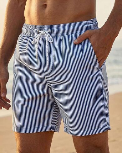 Men's Quick Dry Print Swim Trunks, Casual Beach Board Shorts with Drawstring and Pockets, Red in Kuwait