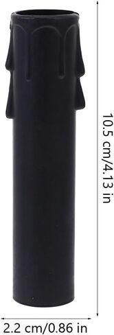 ULTECHNOVO 20pcs Black Plastic Candle Socket Covers Teardrop Sleeves for Candelabra Base Chandelier Lamp Holder Tubes 22x105mm Replacement Parts for Home Lighting in Kuwait