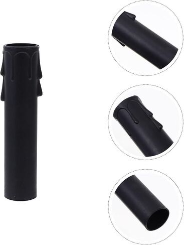 ULTECHNOVO 20pcs Black Plastic Candle Socket Covers Teardrop Sleeves for Candelabra Base Chandelier Lamp Holder Tubes 22x105mm Replacement Parts for Home Lighting in Kuwait