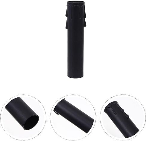 ULTECHNOVO 20pcs Black Plastic Candle Socket Covers Teardrop Sleeves for Candelabra Base Chandelier Lamp Holder Tubes 22x105mm Replacement Parts for Home Lighting in Kuwait
