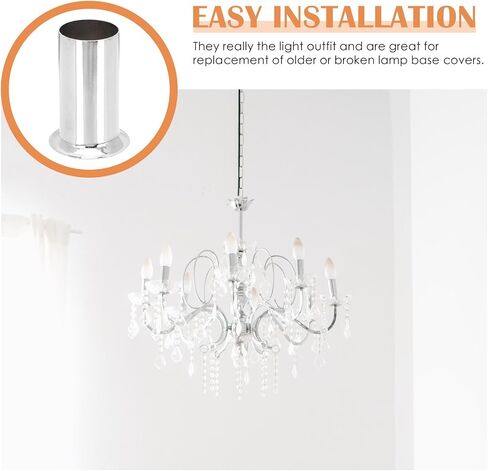 VALICLUD 10pcs Crystal Chandelier Lamp Holder Sleeves 30x60mm Chrome Candle Light Cover Socket Lighting Accessories for Home Décor and Candle Fixtures in Kuwait