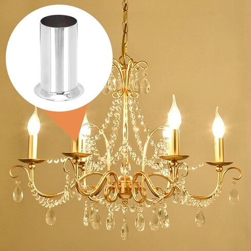VALICLUD 10pcs Crystal Chandelier Lamp Holder Sleeves 30x60mm Chrome Candle Light Cover Socket Lighting Accessories for Home Décor and Candle Fixtures in Kuwait