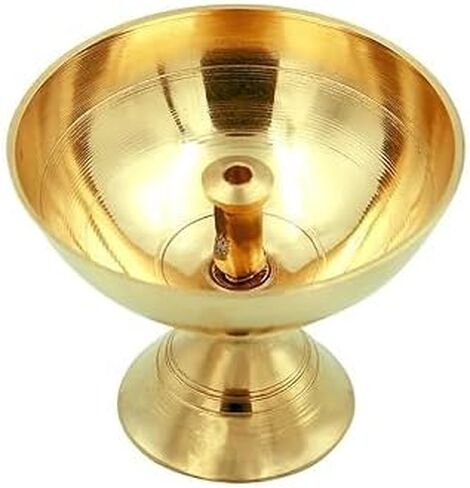 High Quality Brass Oil Lamp for Daily Puja & Other Religious Rituals, Home, Office & Temples, Pack of 1 by Antique Collection in Kuwait