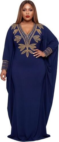 Casual Nightgown Maxi Kaftan Cocktail Dress for Summer Spring (Blue) | Caftan for Women Woman Long Dresses Wedding Guest Gala Prom Night Bridal Shower in Saudi Arabia