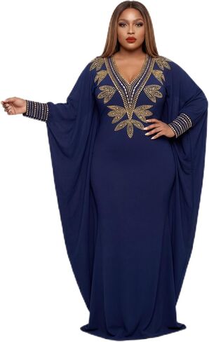 Casual Nightgown Maxi Kaftan Cocktail Dress for Summer Spring (Blue) | Caftan for Women Woman Long Dresses Wedding Guest Gala Prom Night Bridal Shower in Saudi Arabia
