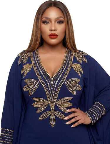 Casual Nightgown Maxi Kaftan Cocktail Dress for Summer Spring (Blue) | Caftan for Women Woman Long Dresses Wedding Guest Gala Prom Night Bridal Shower in Saudi Arabia
