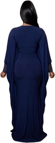 Casual Nightgown Maxi Kaftan Cocktail Dress for Summer Spring (Blue) | Caftan for Women Woman Long Dresses Wedding Guest Gala Prom Night Bridal Shower in Saudi Arabia