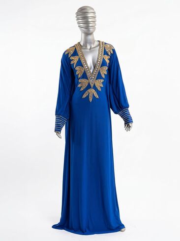 Casual Nightgown Maxi Kaftan Cocktail Dress for Summer Spring (Blue) | Caftan for Women Woman Long Dresses Wedding Guest Gala Prom Night Bridal Shower in Saudi Arabia