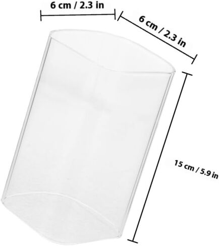Toyvian Glass Candle Holder Sleeve Square Cylinder Candle Cover 6x15cm Open Ended Glass Shade for Home Wedding Décor in Kuwait