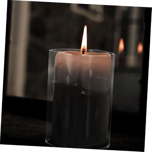 Toyvian Glass Candle Holder Sleeve Square Cylinder Candle Cover 6x15cm Open Ended Glass Shade for Home Wedding Décor in Kuwait