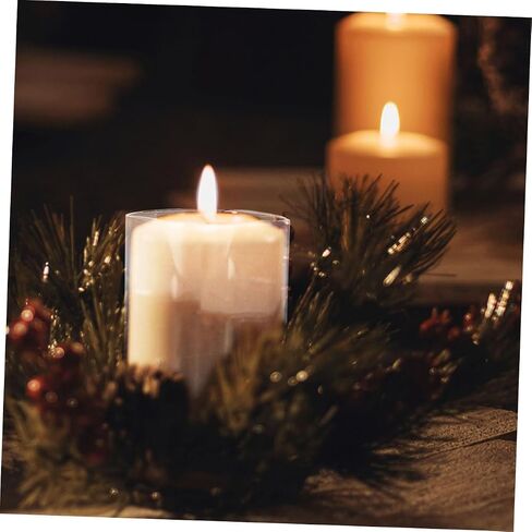 Toyvian Glass Candle Holder Sleeve Square Cylinder Candle Cover 6x15cm Open Ended Glass Shade for Home Wedding Décor in Kuwait