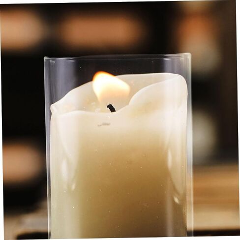 Toyvian Glass Candle Holder Sleeve Square Cylinder Candle Cover 6x15cm Open Ended Glass Shade for Home Wedding Décor in Kuwait