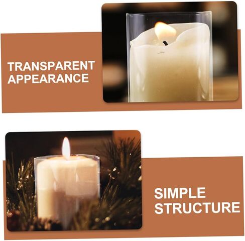Toyvian Glass Candle Holder Sleeve Square Cylinder Candle Cover 6x15cm Open Ended Glass Shade for Home Wedding Décor in Kuwait