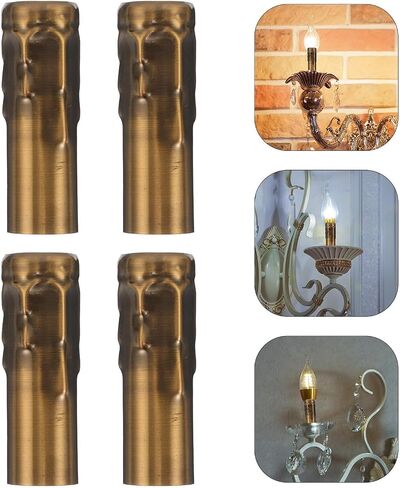 PRETYZOOM 10pcs Vintage Candle Sleeve Covers 25x80mm Iron Chandelier Socket Holders Bulb Base Covers for DIY Crystal Lamp Installation and Hanging Light Fixtures in Kuwait