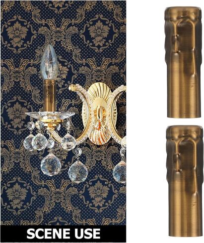 10pcs Vintage Candle Socket Covers 25x80mm Metal Chandelier Bulb Sleeves Iron Crystal Hanging Lamp Accessories for Home and Party Decor in Kuwait