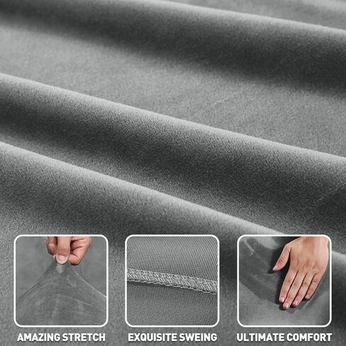 ZNSAYOTX 2026 Soft Velvet Sectional Couch Covers, Luxury Plush Slipcovers with Elastic Bottom for L Shape Sectional Sofa, 2 Pcs Pet Friendly Protector (3 Seat Couch + 3 Seat Chaise, Grey) in Saudi Arabia