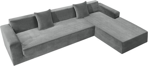 ZNSAYOTX 2026 Soft Velvet Sectional Couch Covers, Luxury Plush Slipcovers with Elastic Bottom for L Shape Sectional Sofa, 2 Pcs Pet Friendly Protector (3 Seat Couch + 3 Seat Chaise, Grey) in Saudi Arabia
