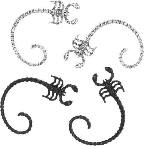 2 Pairs Scorpion Earrings, Silver & Black Ear Cuffs, Hip Hop Ear Wrap, Gothic Punk Scorpion Earrings for Cosplay Themed Party Jewelry Gifts Halloween Rock Concerts Women in Saudi Arabia