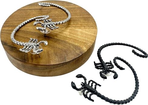 2 Pairs Scorpion Earrings, Silver & Black Ear Cuffs, Hip Hop Ear Wrap, Gothic Punk Scorpion Earrings for Cosplay Themed Party Jewelry Gifts Halloween Rock Concerts Women in Saudi Arabia