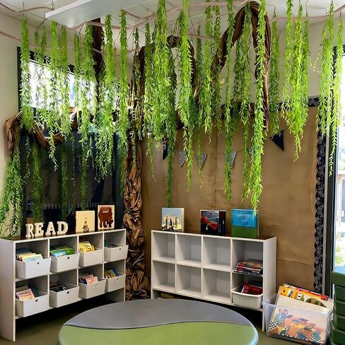 Bucherry Jungle Theme Decoration Set, 68.9ft Artificial Hanging Willow Vines Greenery for Classroom, Woodland Forest Rainforest Safari Party, Enchanted Indoor Outdoor Home Garden Wall DIY Decor in Saudi Arabia