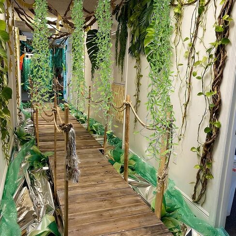 Bucherry Jungle Theme Decoration Set, 68.9ft Artificial Hanging Willow Vines Greenery for Classroom, Woodland Forest Rainforest Safari Party, Enchanted Indoor Outdoor Home Garden Wall DIY Decor in Saudi Arabia