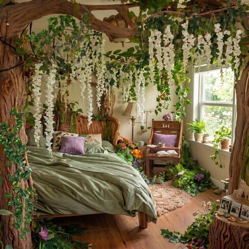 Bucherry Jungle Theme Decoration Set, 68.9ft Artificial Hanging Willow Vines Greenery for Classroom, Woodland Forest Rainforest Safari Party, Enchanted Indoor Outdoor Home Garden Wall DIY Decor in Saudi Arabia
