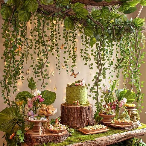 Bucherry Jungle Theme Decoration Set, 68.9ft Artificial Hanging Willow Vines Greenery for Classroom, Woodland Forest Rainforest Safari Party, Enchanted Indoor Outdoor Home Garden Wall DIY Decor in Saudi Arabia