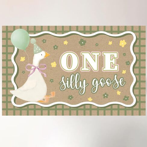 Goose Green Banner for One Silly Goose Birthday Decor Girl Green Silly Goose First Birthday Backdrop for Girls Boys First Birthday in Kuwait