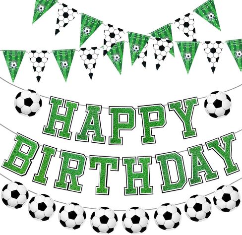 Soccer Birthday Party Decorations Soccers Sports Paper Garland Soccer Pennant Bunting Flag Decor for Kids Boys and Girls Soccers Happy Birthday Party Supplies in Saudi Arabia