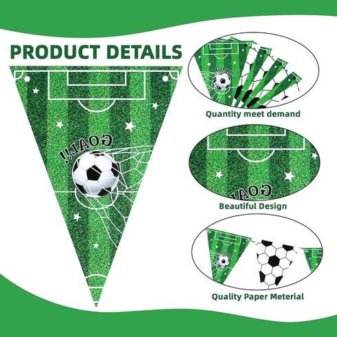 Soccer Birthday Party Decorations Soccers Sports Paper Garland Soccer Pennant Bunting Flag Decor for Kids Boys and Girls Soccers Happy Birthday Party Supplies in Saudi Arabia