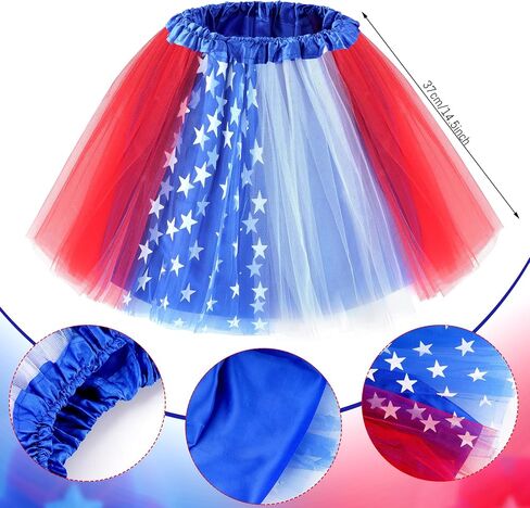 Pistha Womens Red White Blue Tutu Skirt 4 Layered 4th of July Tulle Skirt with Lined for Adult and Teens in Kuwait