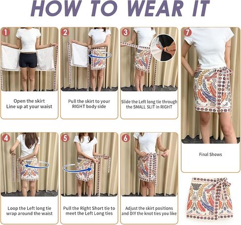 Womens Wrap Skirt Summer Mini Skirts Mermaid Floral Printed Tie Side High Waist A Line Beach Short Skirt in Kuwait