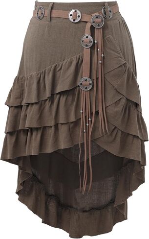 Victorian Steampunk Asymmetrical Ruffle Skirt Pirate Costume Dress for Renaissance Fair in Saudi Arabia