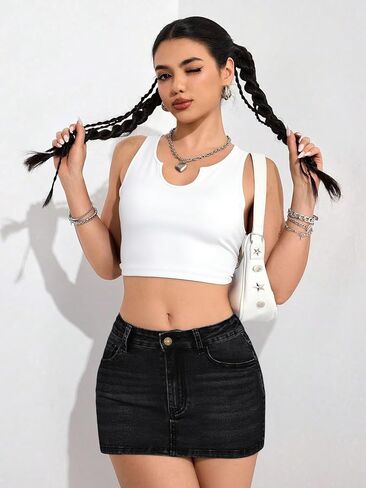 IWD Denim Mini Skirt for Women Low Rise High Stretch Jean Skirt with Shorts Underneath Y2k Jean Micro Skort in Saudi Arabia
